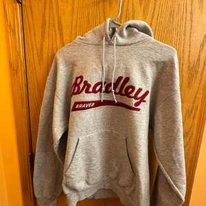 Bradley University Braves Champion Heather Gray Script Pullover Hoodie